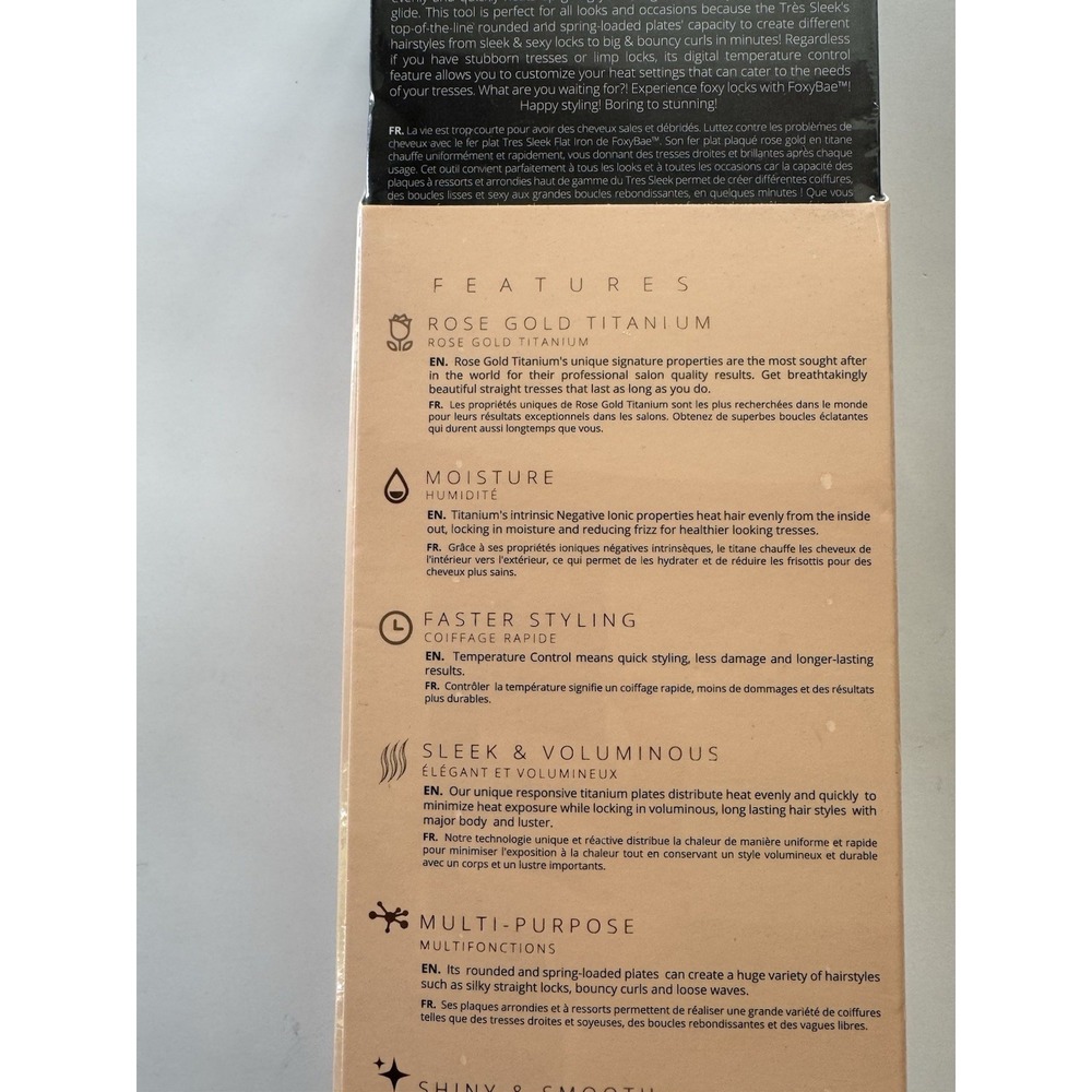 FOXYBAE Trés Sleek Flat Iron Titanium Plates 450°F Digital Auto Shut-Off - Picture 9 of 14